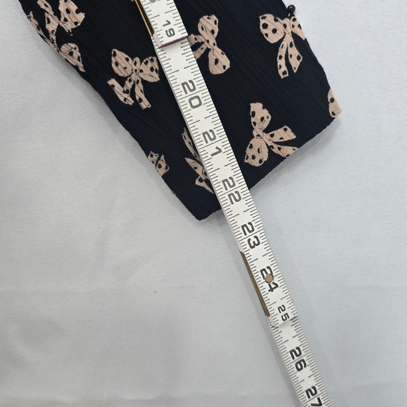 Depeche Mode Vintage Peplum Dress Long Sleeve Woman 14 Black Tan Bow Print 1980s - Picture 7 of 10